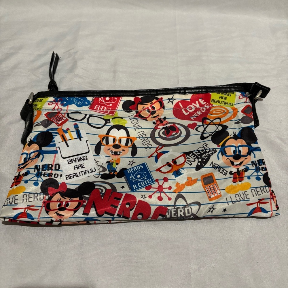 Disney Parks Authentic Nerds Rock Bag + Wallet Brains Are Beautiful Minnie Goofy - Picture 4 of 11
